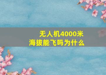 无人机4000米海拔能飞吗为什么