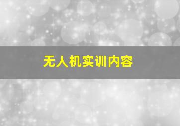 无人机实训内容