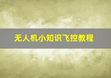 无人机小知识飞控教程