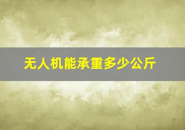 无人机能承重多少公斤