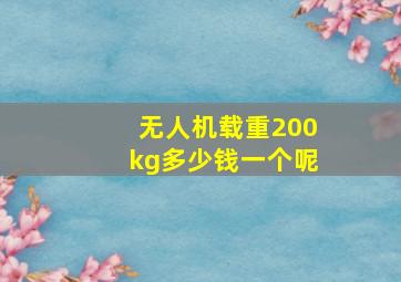 无人机载重200kg多少钱一个呢