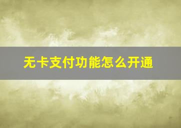 无卡支付功能怎么开通