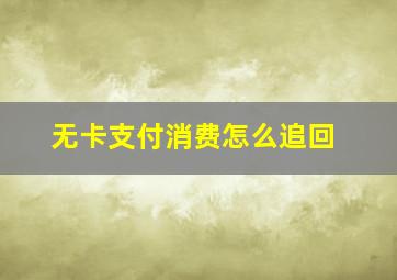 无卡支付消费怎么追回