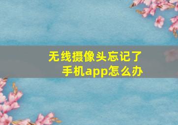 无线摄像头忘记了手机app怎么办