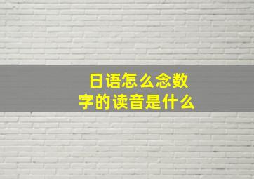 日语怎么念数字的读音是什么