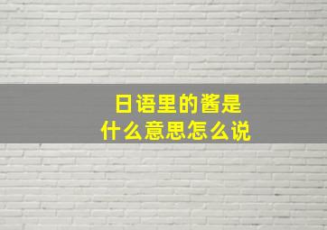 日语里的酱是什么意思怎么说