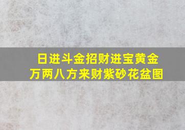 日进斗金招财进宝黄金万两八方来财紫砂花盆图