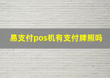 易支付pos机有支付牌照吗