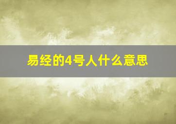 易经的4号人什么意思