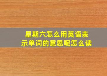 星期六怎么用英语表示单词的意思呢怎么读