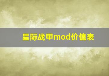 星际战甲mod价值表