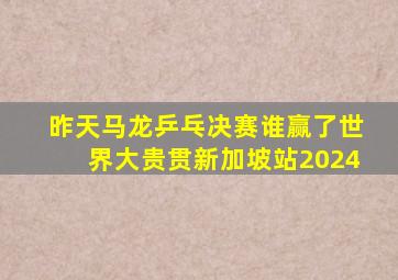 昨天马龙乒乓决赛谁赢了世界大贵贯新加坡站2024