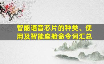 智能语音芯片的种类、使用及智能座舱命令词汇总