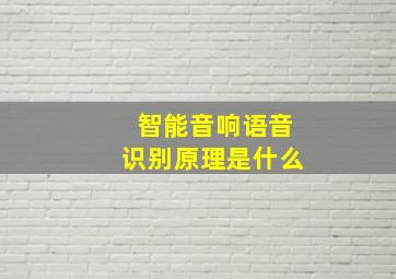 智能音响语音识别原理是什么