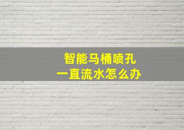 智能马桶喷孔一直流水怎么办