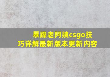 暴躁老阿姨csgo技巧详解最新版本更新内容