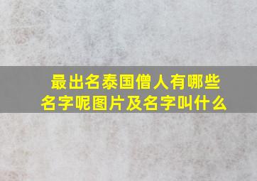 最出名泰国僧人有哪些名字呢图片及名字叫什么