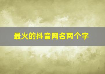 最火的抖音网名两个字