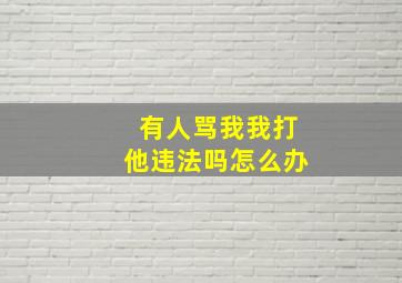 有人骂我我打他违法吗怎么办