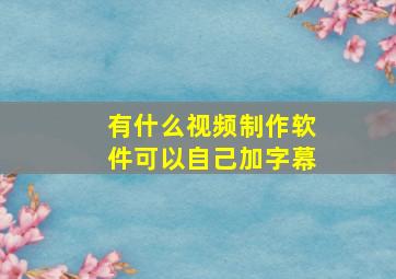 有什么视频制作软件可以自己加字幕