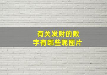 有关发财的数字有哪些呢图片