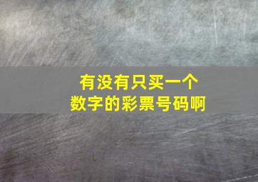 有没有只买一个数字的彩票号码啊