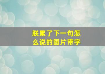 朕累了下一句怎么说的图片带字