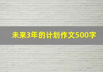 未来3年的计划作文500字