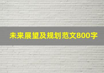 未来展望及规划范文800字