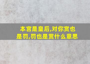 本宫是皇后,对你赏也是罚,罚也是赏什么意思