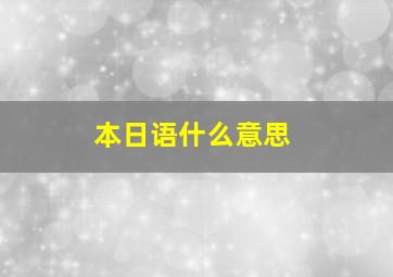 本日语什么意思