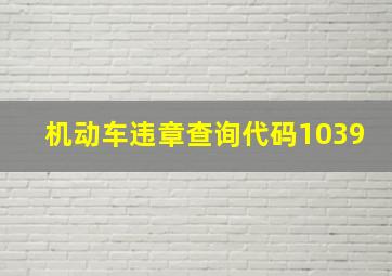 机动车违章查询代码1039