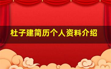 杜子建简历个人资料介绍