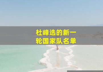 杜峰选的新一轮国家队名单