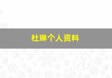 杜琳个人资料