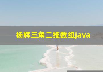 杨辉三角二维数组java