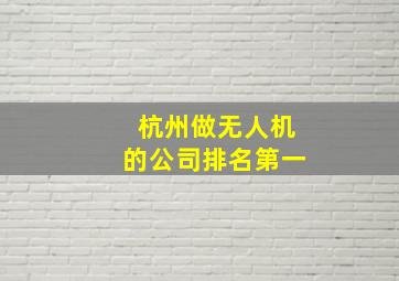 杭州做无人机的公司排名第一