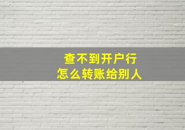 查不到开户行怎么转账给别人