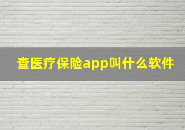 查医疗保险app叫什么软件