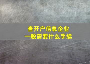 查开户信息企业一般需要什么手续