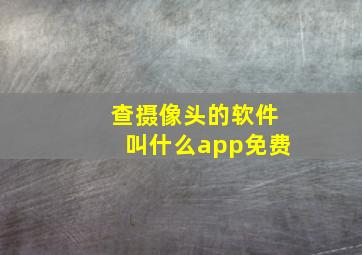 查摄像头的软件叫什么app免费