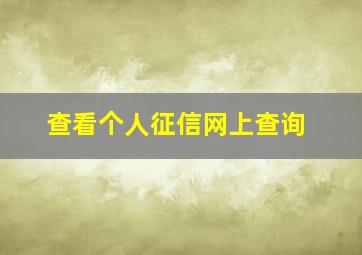 查看个人征信网上查询