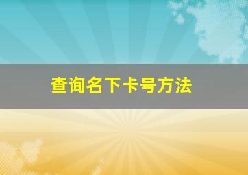 查询名下卡号方法