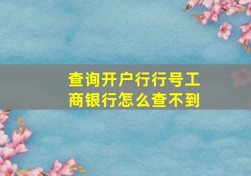 查询开户行行号工商银行怎么查不到