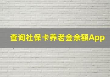 查询社保卡养老金余额App