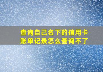 查询自己名下的信用卡账单记录怎么查询不了