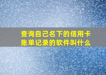 查询自己名下的信用卡账单记录的软件叫什么