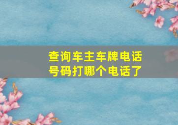 查询车主车牌电话号码打哪个电话了