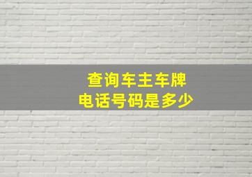 查询车主车牌电话号码是多少