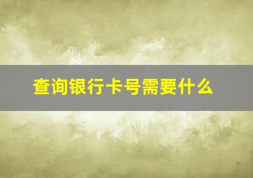 查询银行卡号需要什么